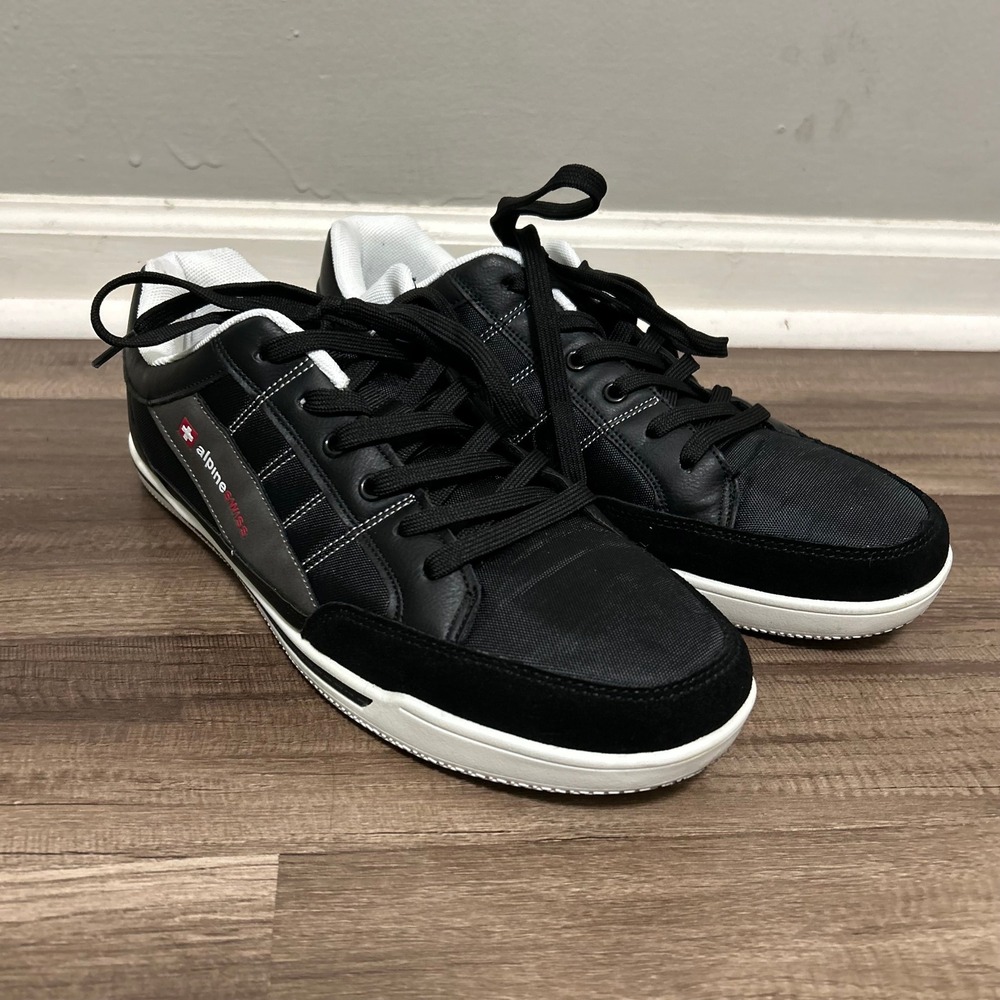 Alpine Swiss Sneakers Men's 11 Black Low Top Casual Urban Lifestyle Shoes STEFAN